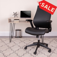 Flash Furniture BL-LB-8809-LEA-GG High Back Black Leather Executive Swivel Chair with Molded Foam Seat and Adjustable Arms 